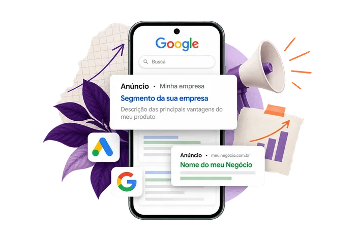 Celular com resultado do Google mostrando anúncio e Perfil da Empresa