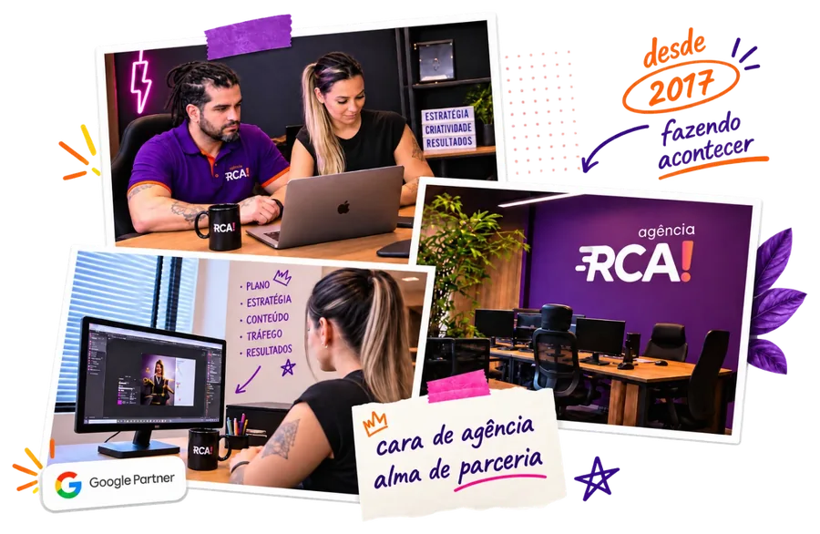 A equipe da RCA trabalhando: reuniões, edição e o escritório da agência, desde 2017 fazendo com prazo, dados e acompanhamento