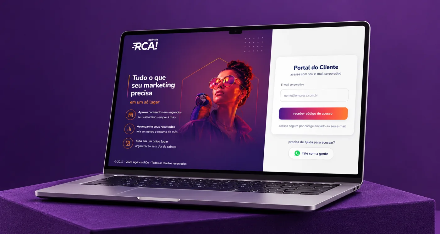 Portal do cliente da RCA aberto no notebook